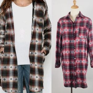 Tea N Rose Oversized  Flannel Shirt Size Large